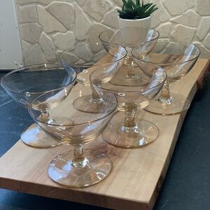 VINTAGE AMBER GLASS | Set of 6 | Coupes / Sherbet Glasses
